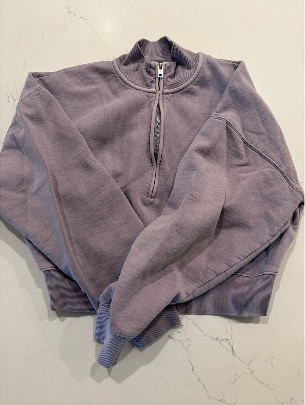 Aritzia Wilfred Free Garment Dye Half Zip Sweatshirt Purple Lavender Womens L